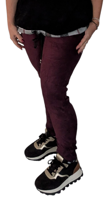 Joggpant weinrot "Velour-Optik"