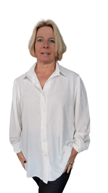Bluse "Noel" weiß mit Glitzer