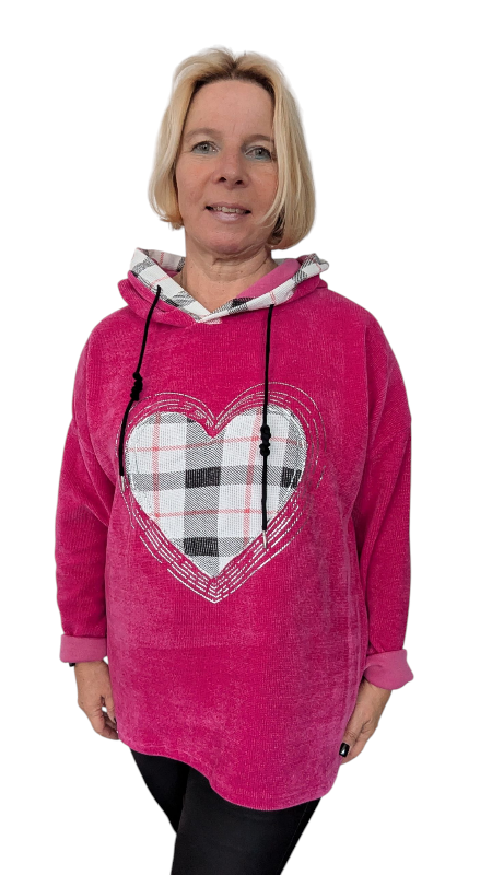Hoodie "Karo-Herz" pink