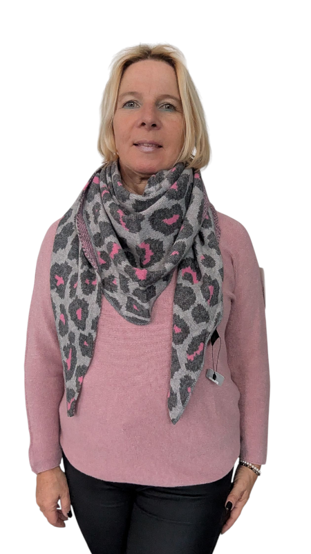 Dreieckstuch rosa/pink mit grau
