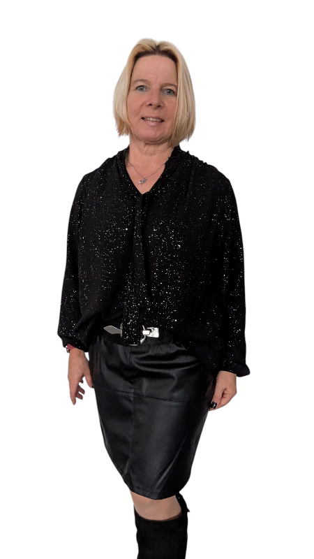 Bluse schwarz "Nastro" mit Glitzerpartikeln