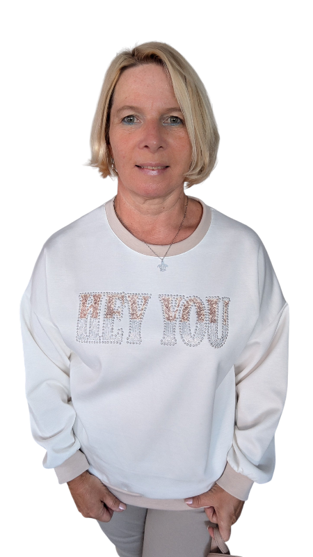 Sweatshirt "Hey You" creme