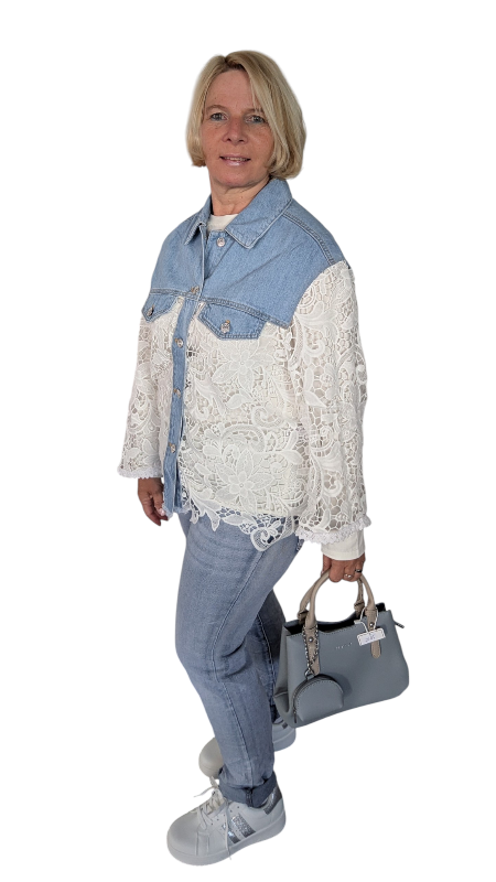 Jeansbluse "Spitze" L/XL