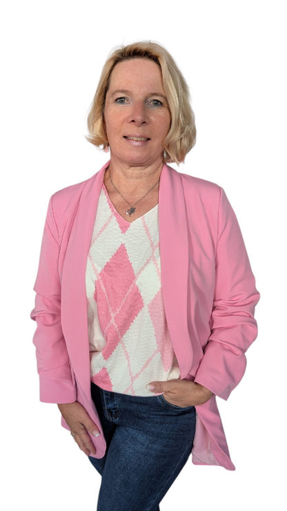 Pulli "Karo" rosa pink weiß