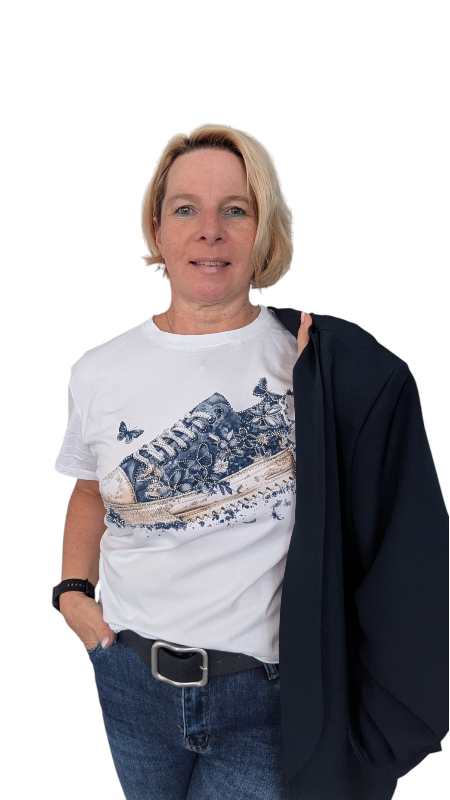 T-Shirt "Turnschuh" dunkelblau