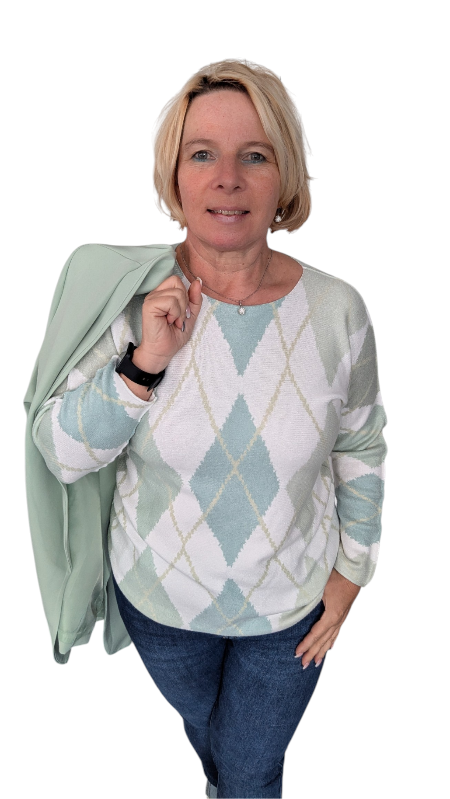 Shirt "Rombo" lindgrün weiß