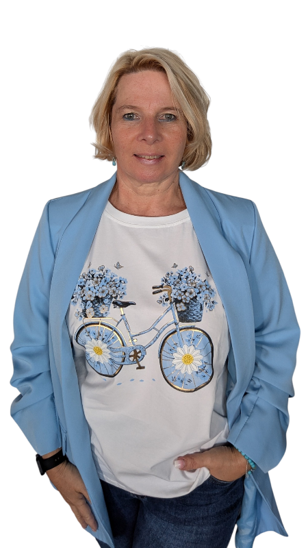 T-Shirt mit Fahrrad blau