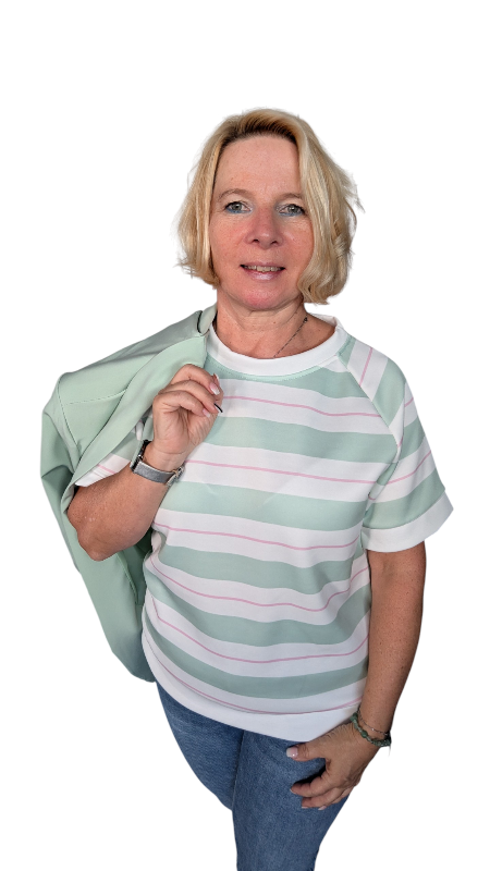 T-Shirt "Belinda" lindgrün weiß