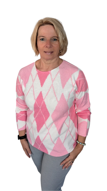 Shirt "Rombo" pink weiß