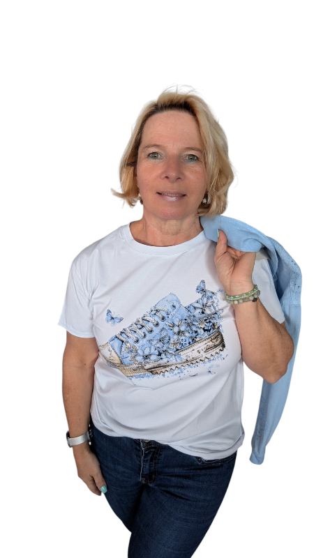 T-Shirt "Turnschuh" hellblau