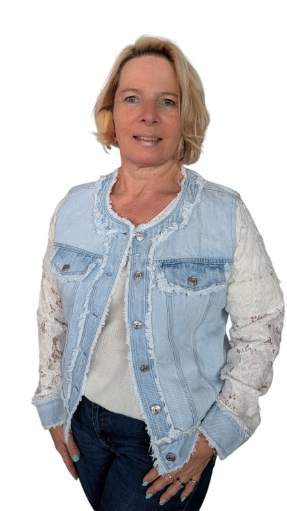 Jeansjacke mit Spitze "Ivory"