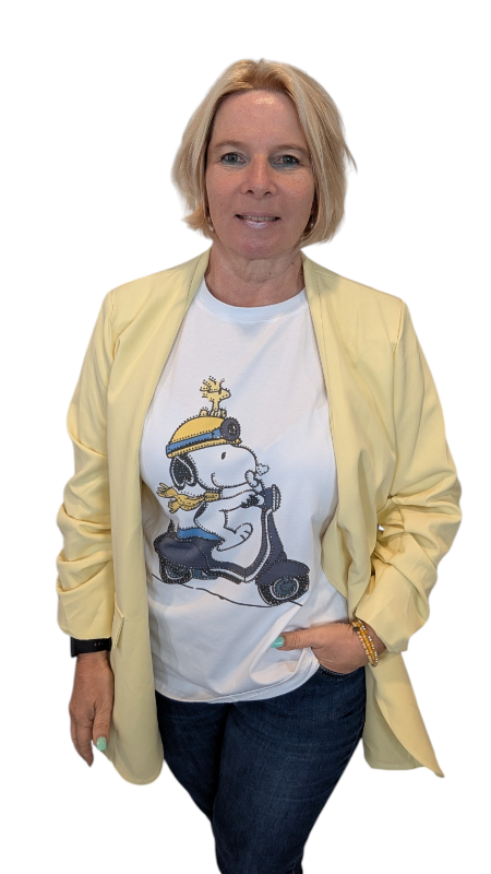 T-Shirt Snoopy "Vespa" gelb / dunkelblau
