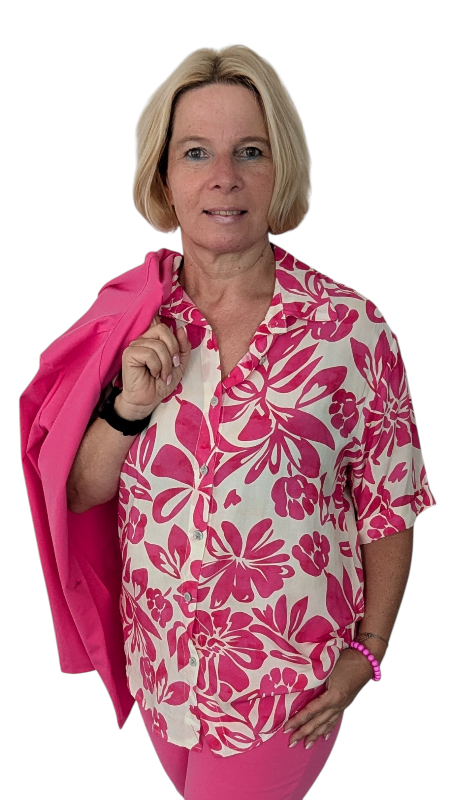 Bluse "Fiori" pink weiß