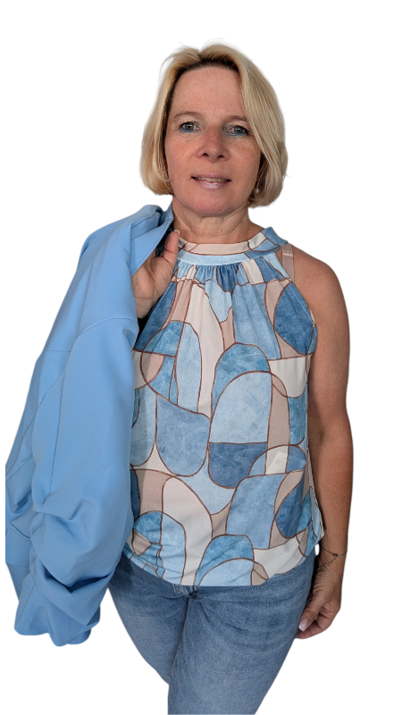 Top "Ella" blau beige creme