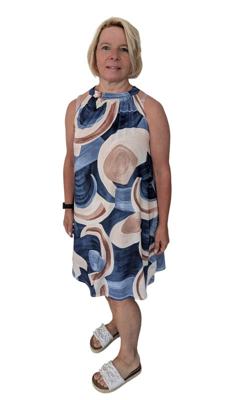 Kleid "Mallorca" blau beige