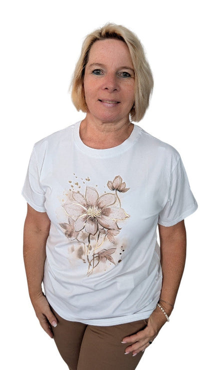 T-Shirt "Flowers" beige