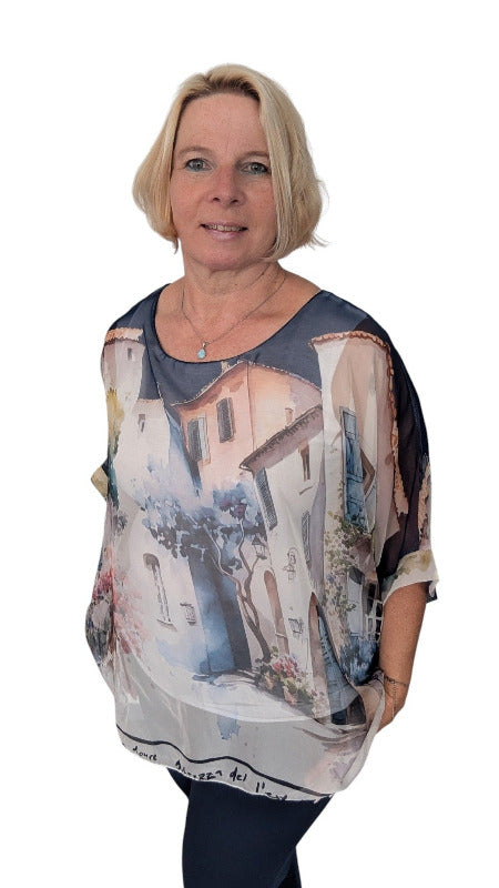 Bluse Chiffon "Belira" dunkelblau