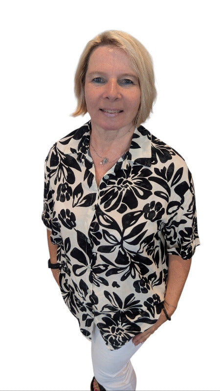 Bluse "Fiori" schwarz weiß
