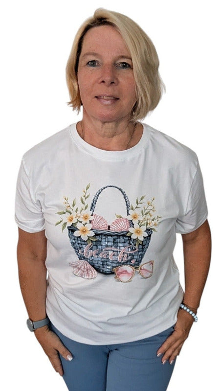 T-Shirt "Beach" jeansblau