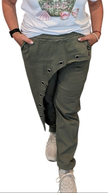 Joggpant "Borchie" khaki