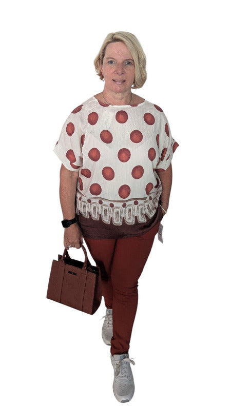 T-Shirt "Marone" rostbraun creme