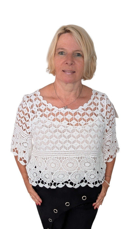 Shirt Häkeloptik "Lilia" weiß