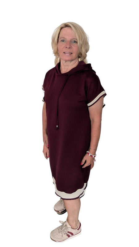 Kleid mit Kapuze "Sylt" bordeaux