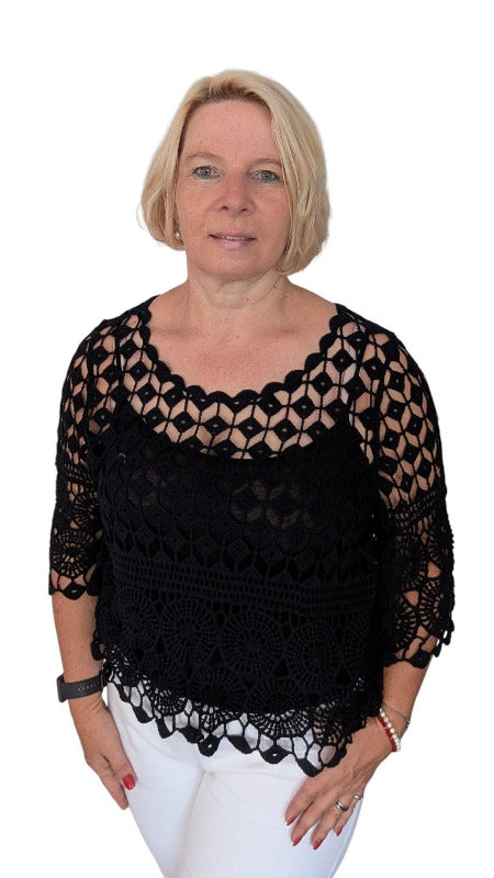 Shirt Häkeloptik "Lilia" schwarz