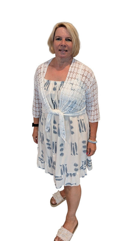Kleid "Pescare" jeansblau weiß