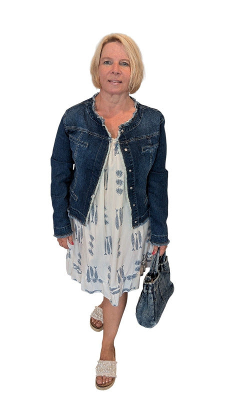Kleid "Pescare" jeansblau weiß
