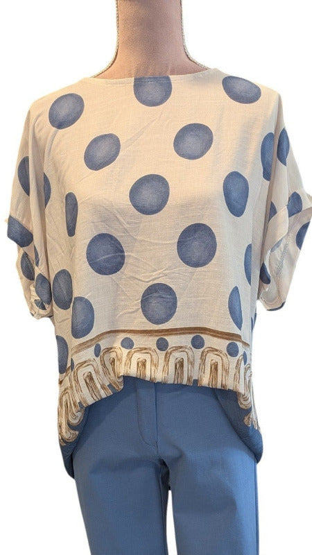 T-Shirt "Point" jeansblau creme