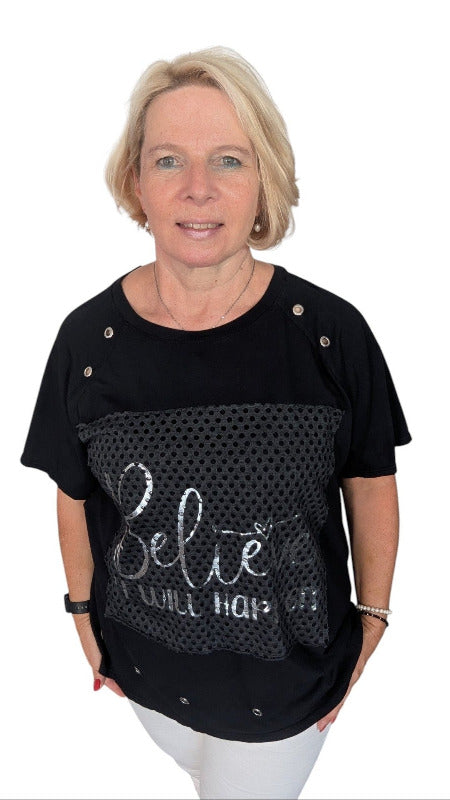 T-Shirt "Believe" schwarz