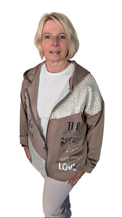 Jacke mit Kapuze "Silvia" cappucchino