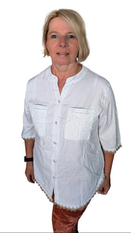 Bluse "Boho-Style" creme weiß