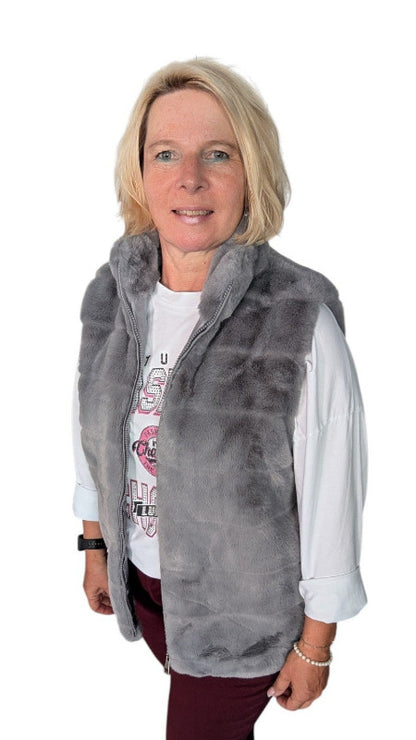 Webpelz-Weste "Alina" hellgrau L/XL