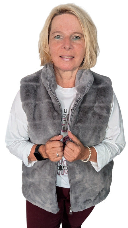 Webpelz-Weste "Alina" hellgrau L/XL