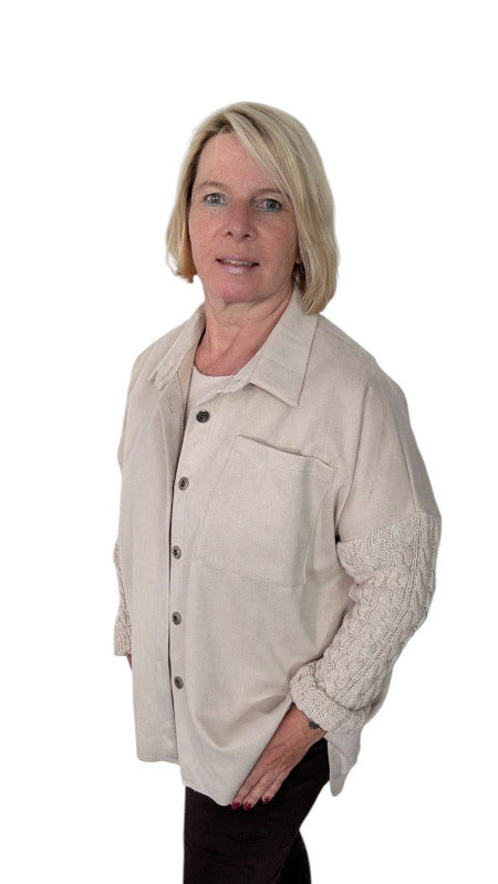 Hemd Velour "Nyra" mit Strickärmeln