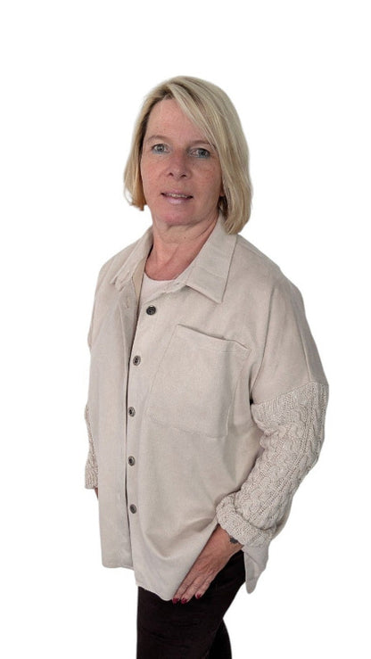 Hemd Velour "Nyra" mit Strickärmeln