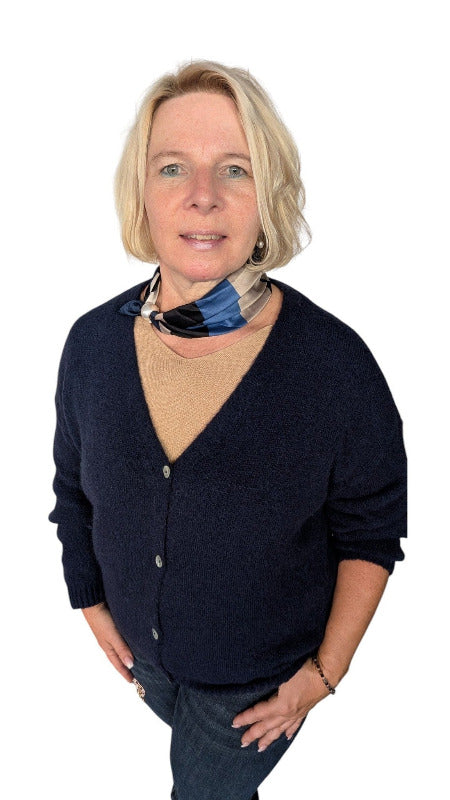 Strickjacke Alpaka Mix "Celina" dunkelblau