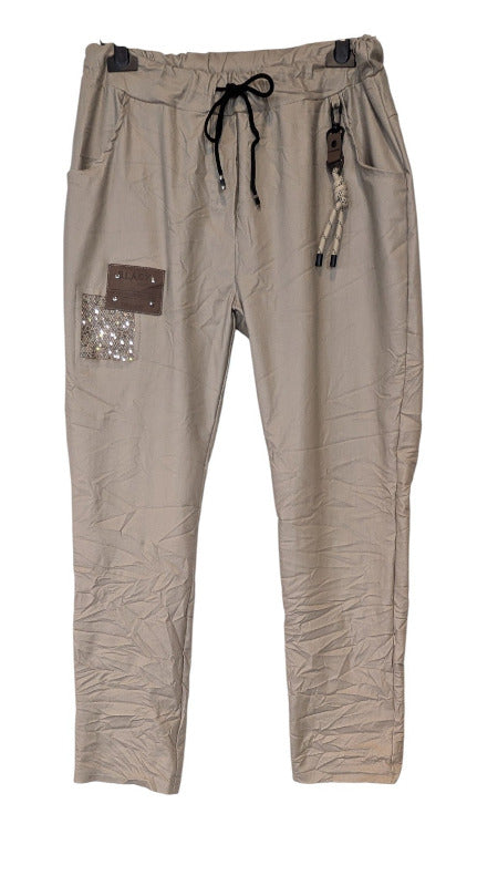 Joggpant Leder Imitat "Francesca" creme